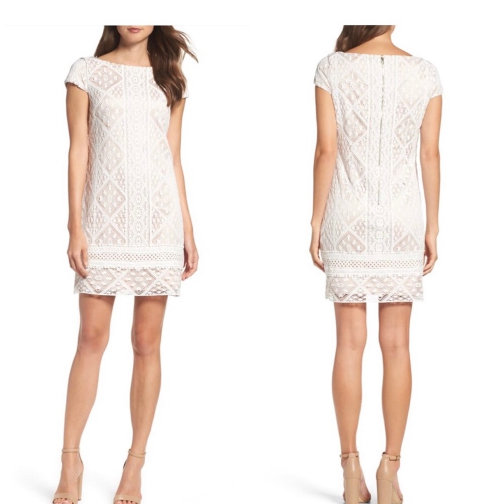 Vince Camuto Lace Cup sleeve Shift Dress Size 8